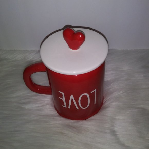 Red  White Ceramic Coffee Mug with Lid 25 OZ. - Picture 7 of 12